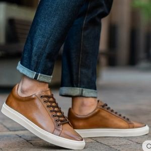 Thursday Boot Company White and Brown Leather Sneakers